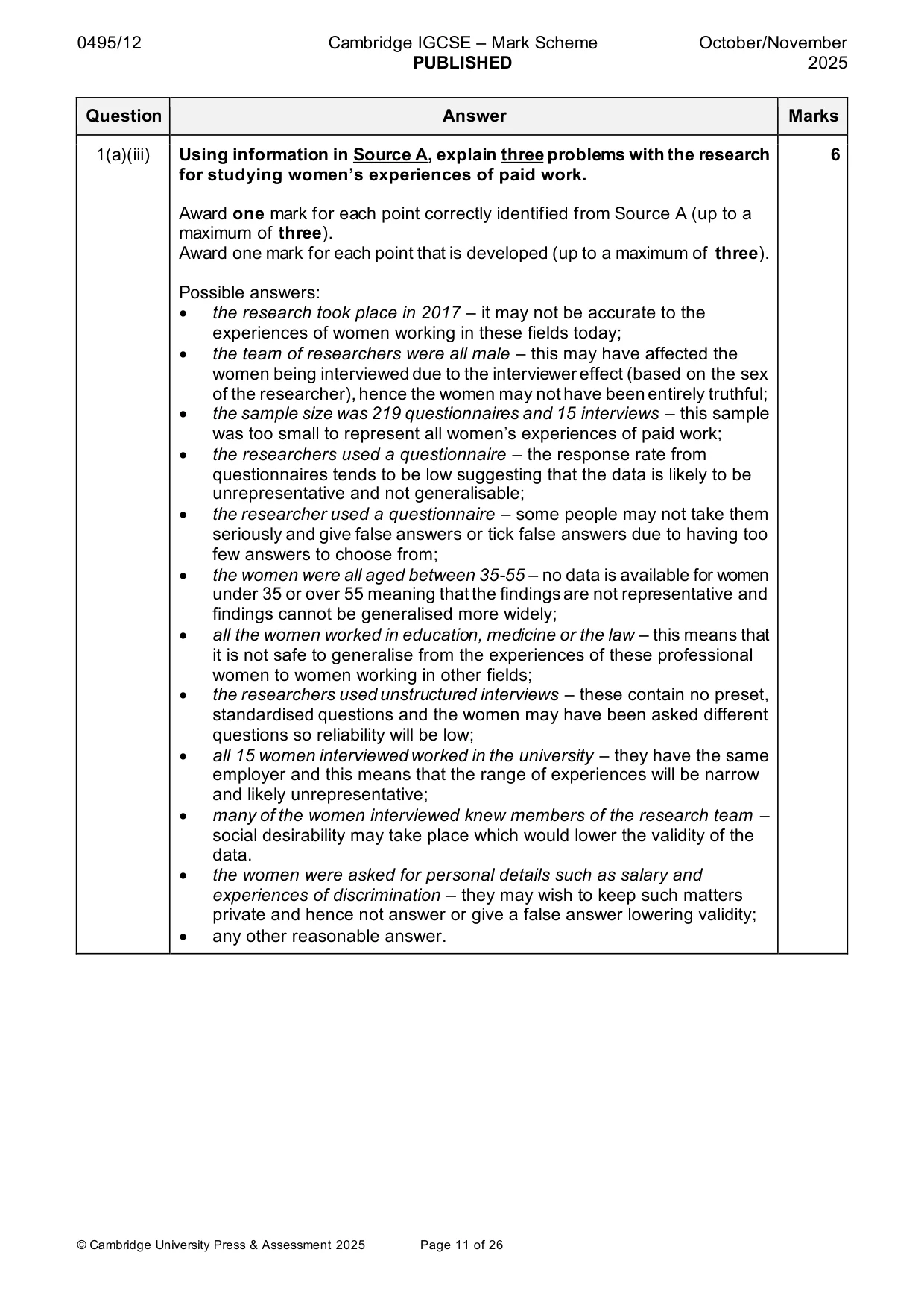 Mark scheme, page 11 of 26