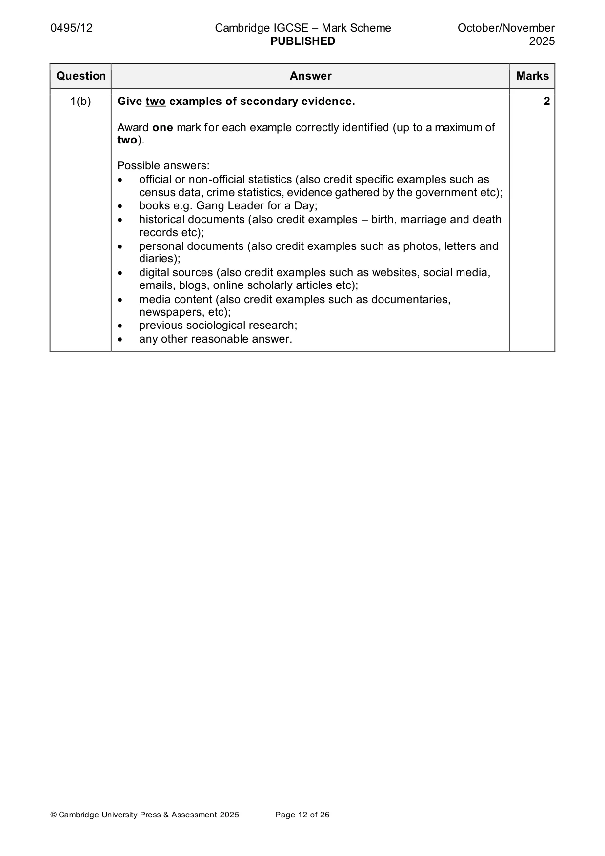 Mark scheme, page 12 of 26