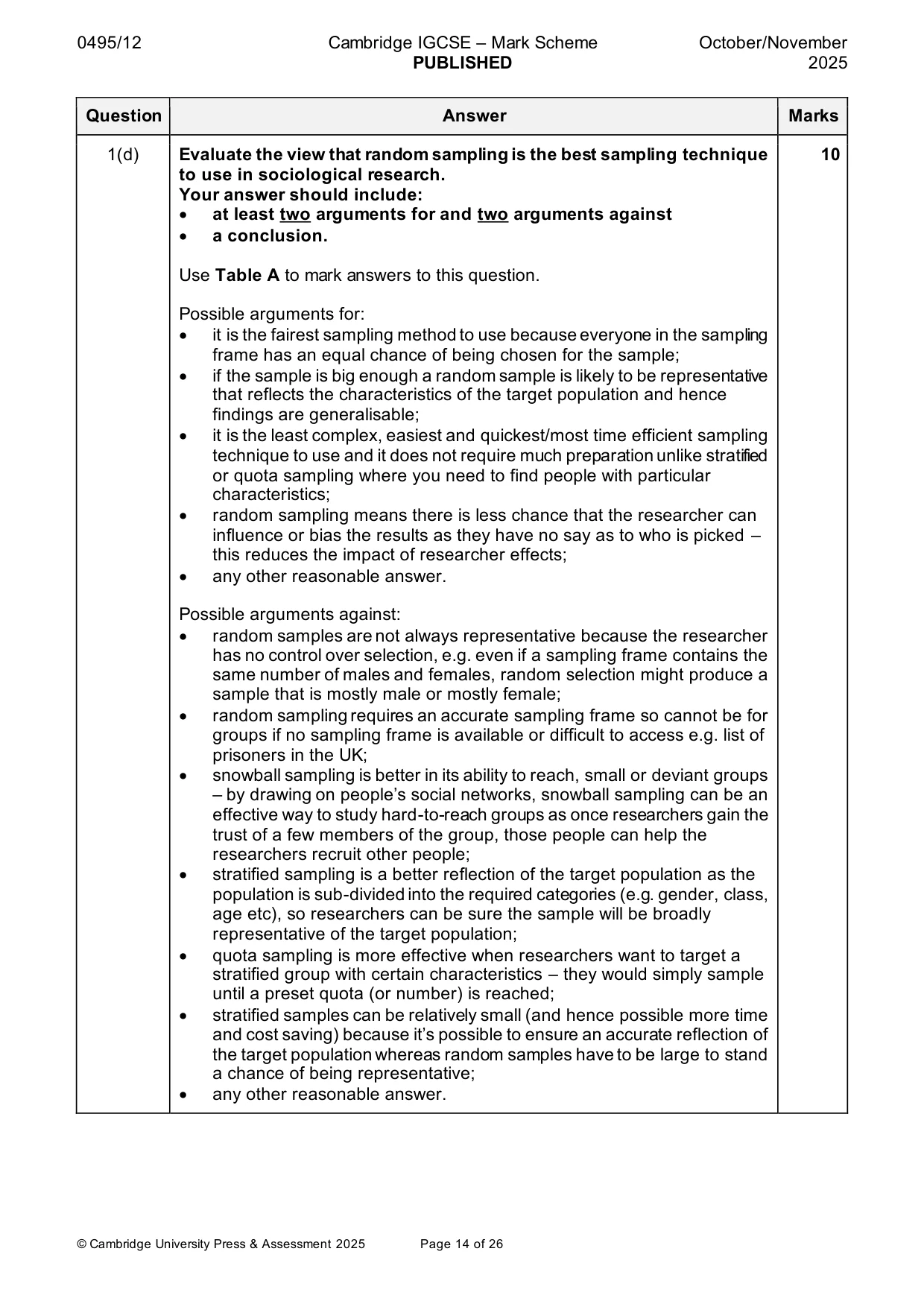 Mark scheme, page 14 of 26