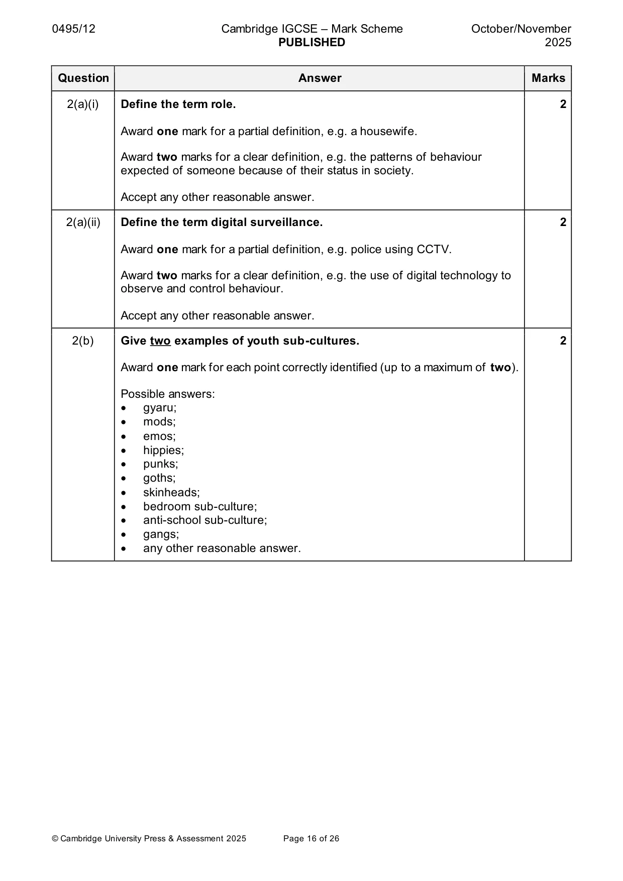 Mark scheme, page 16 of 26