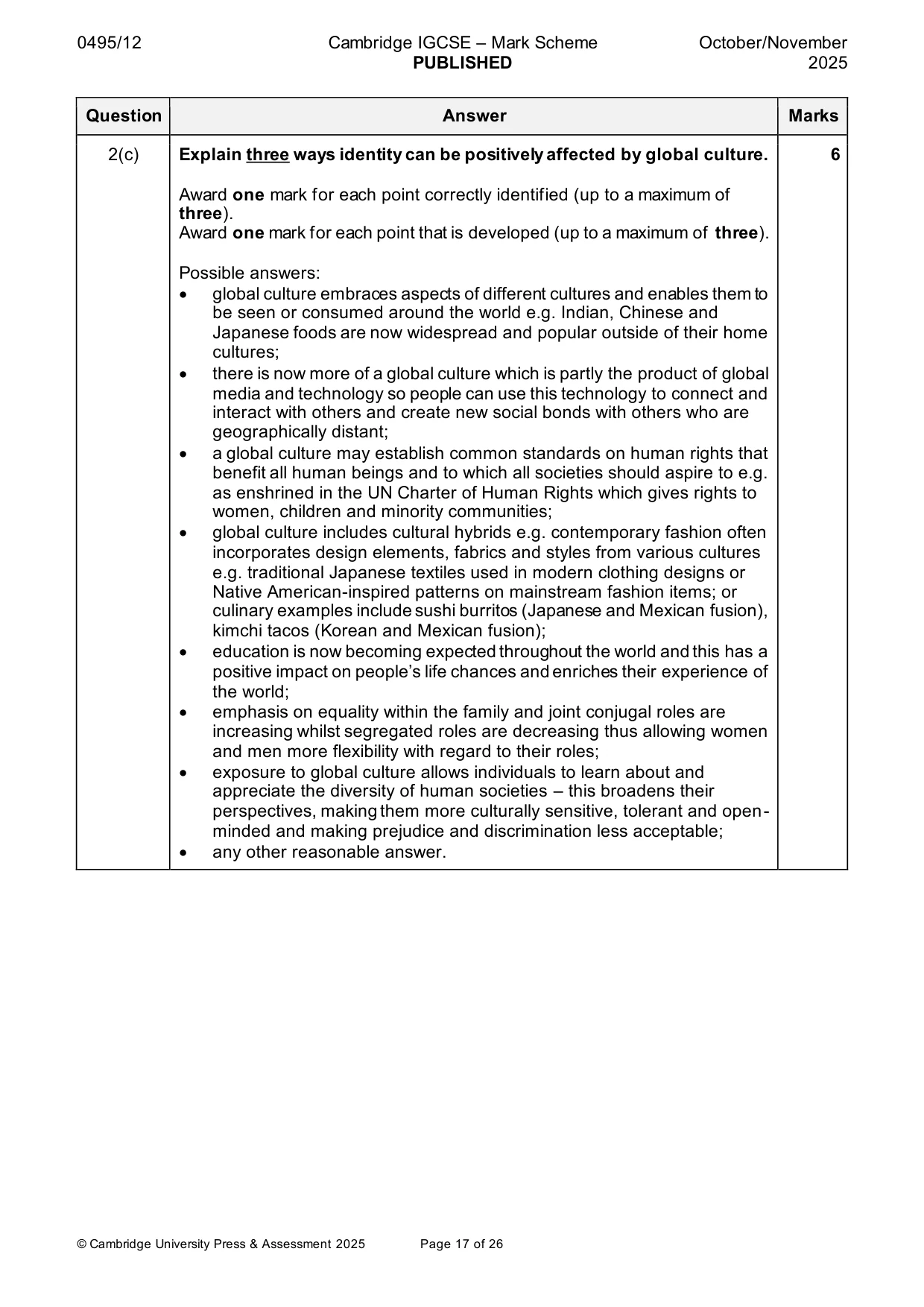 Mark scheme, page 17 of 26