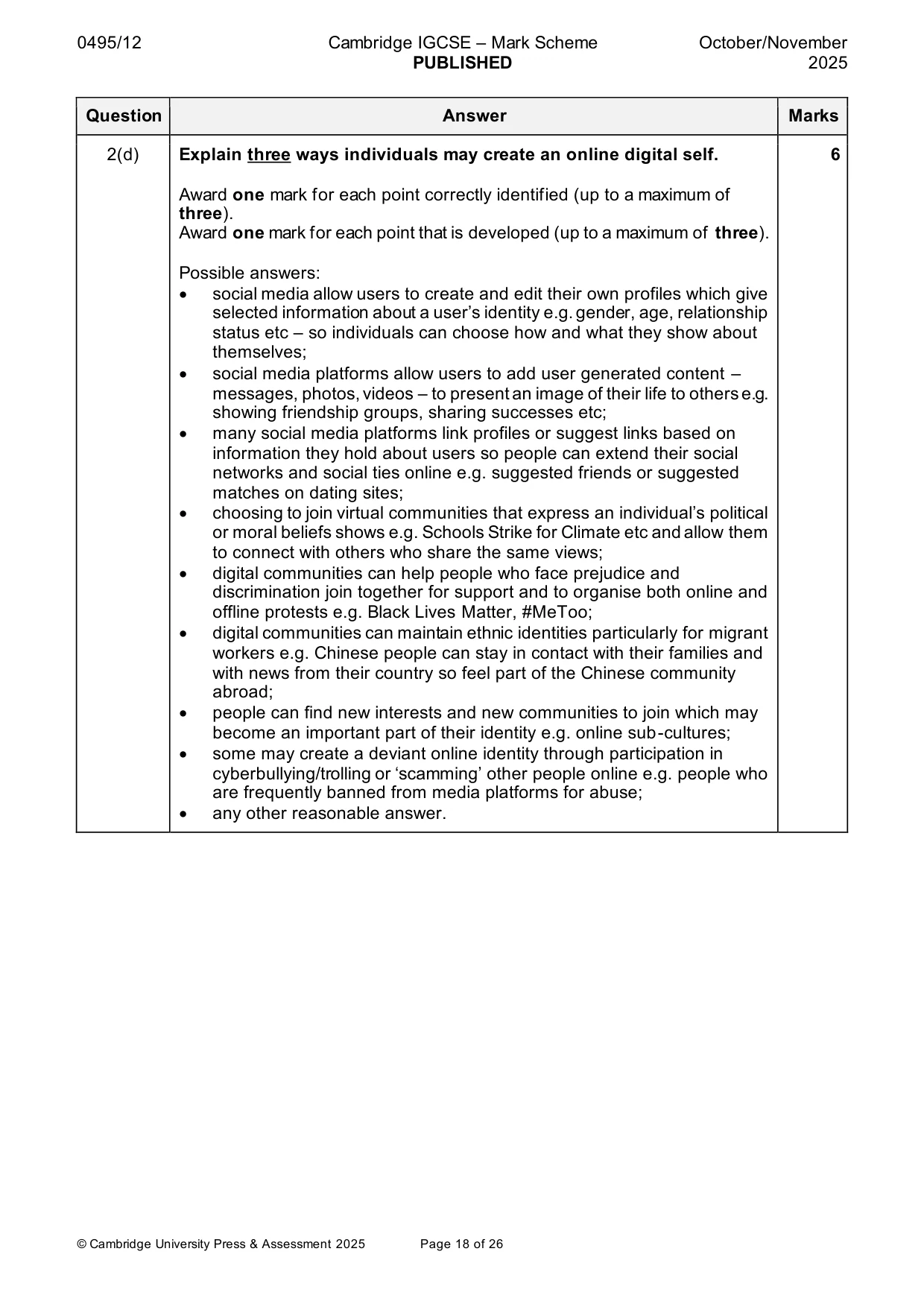 Mark scheme, page 18 of 26