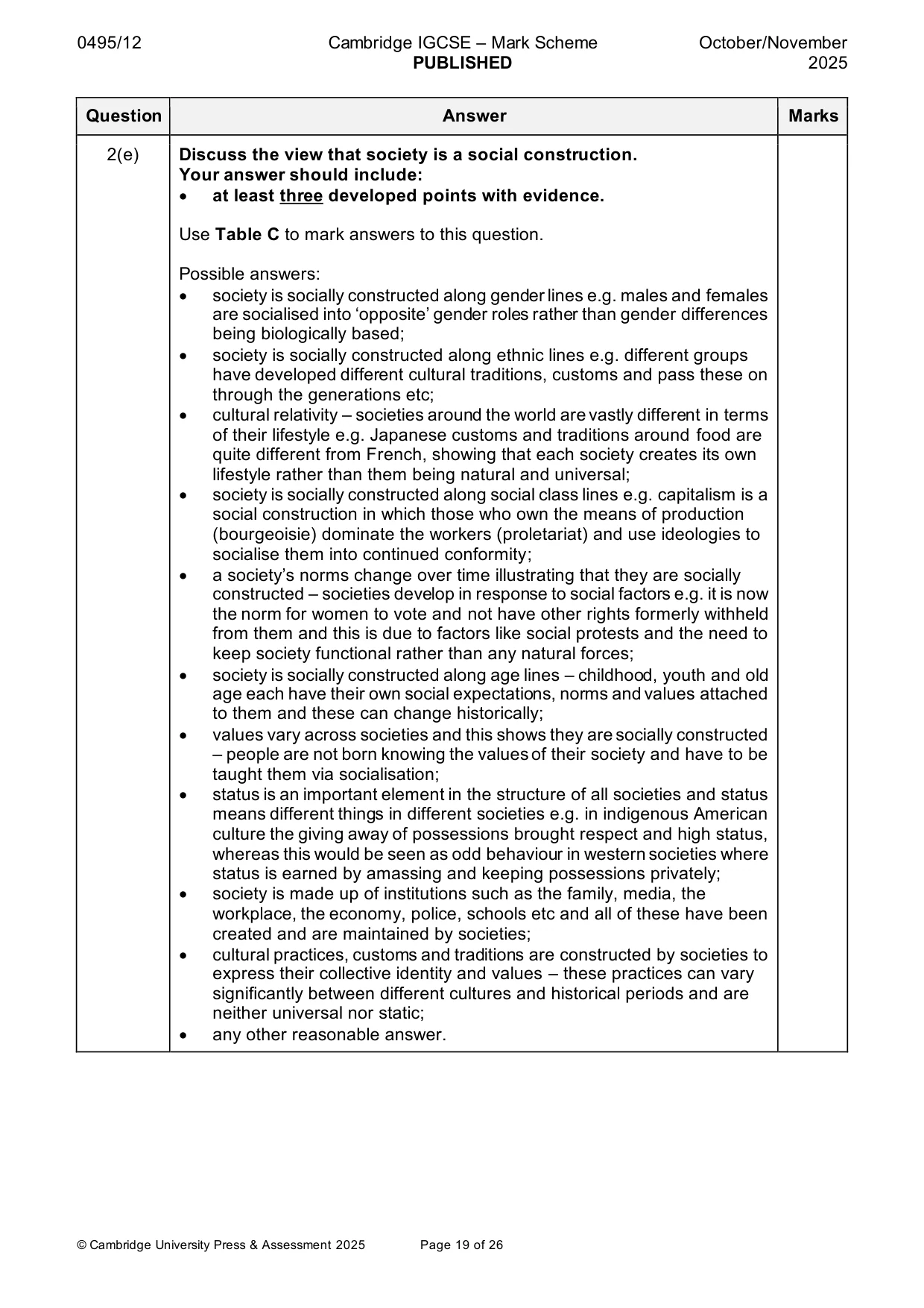 Mark scheme, page 19 of 26