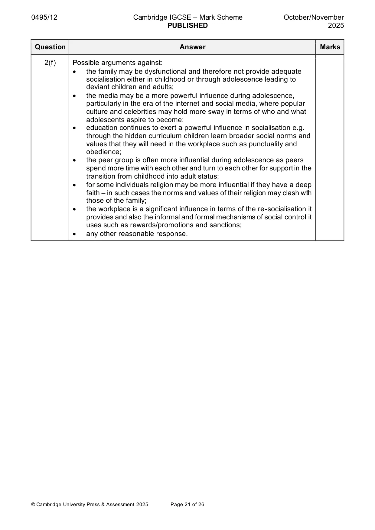 Mark scheme, page 21 of 26