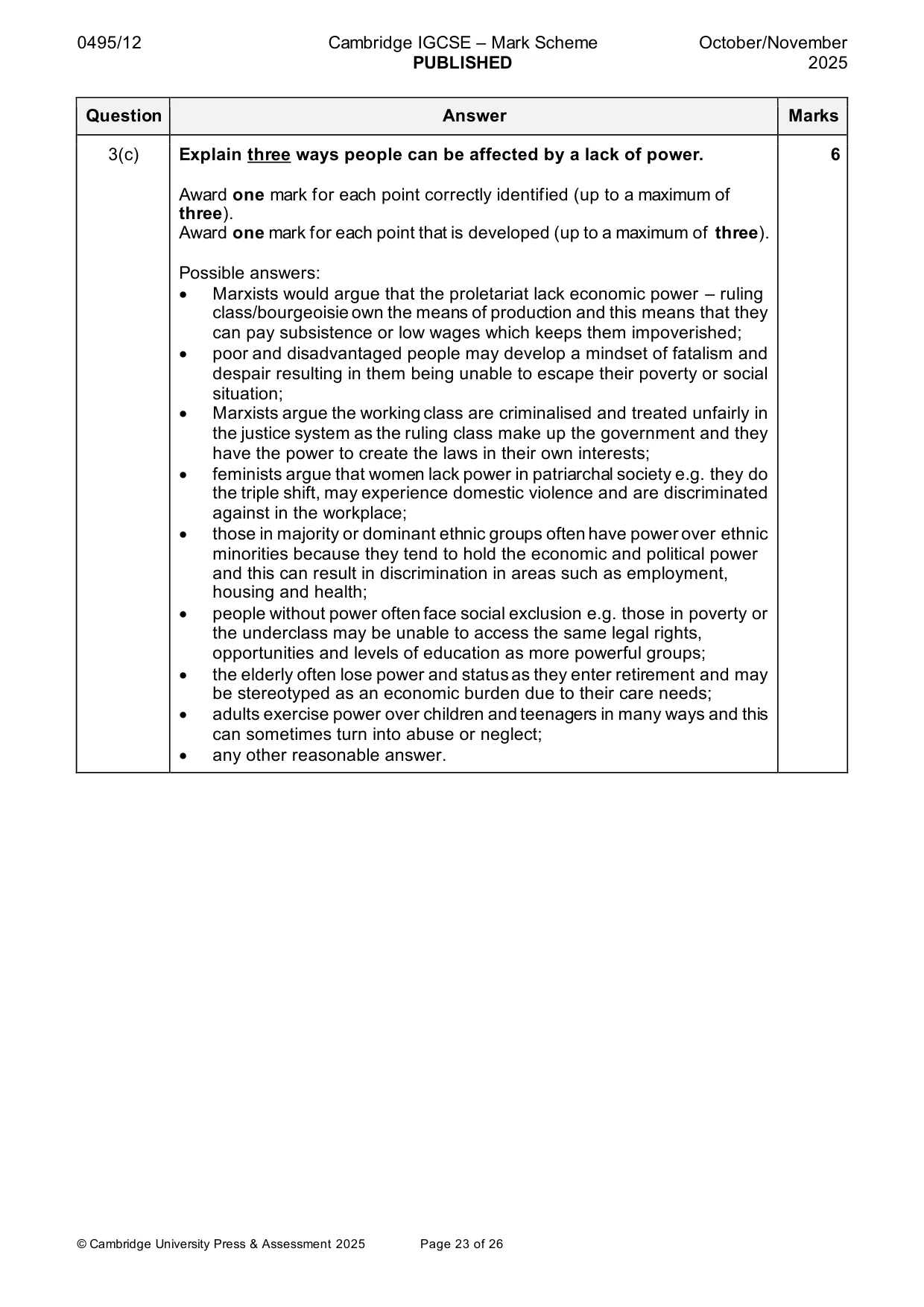 Mark scheme, page 23 of 26