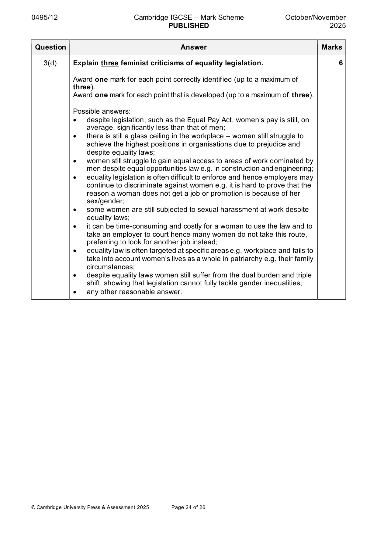 Mark scheme, page 24 of 26