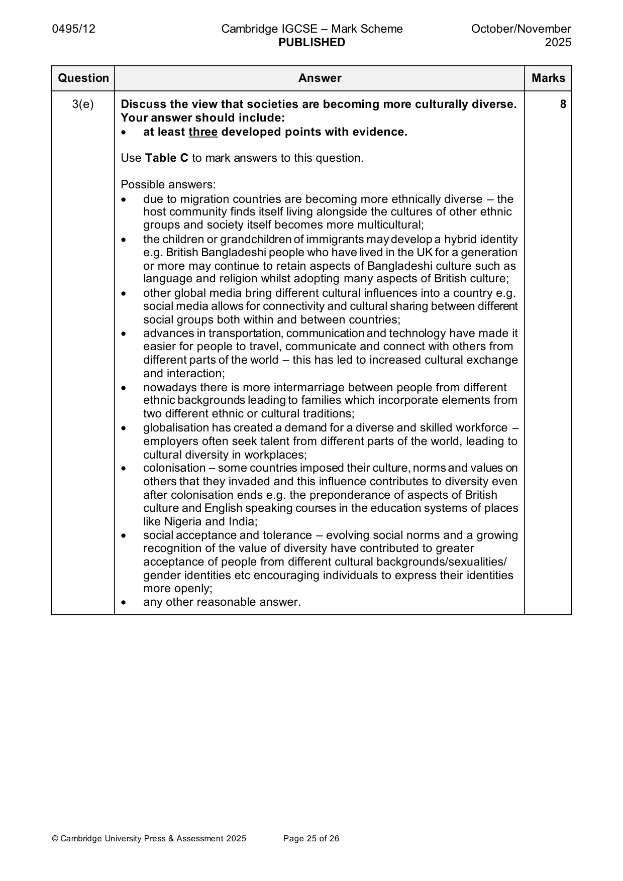 Mark scheme, page 25 of 26