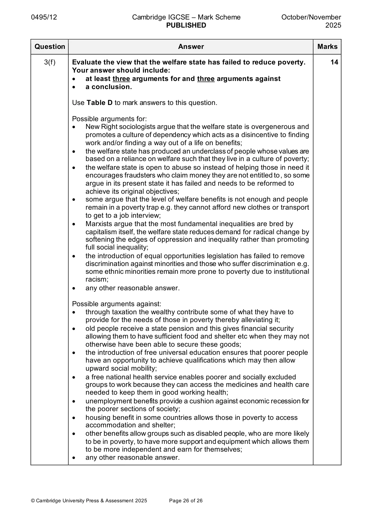 Mark scheme, page 26 of 26