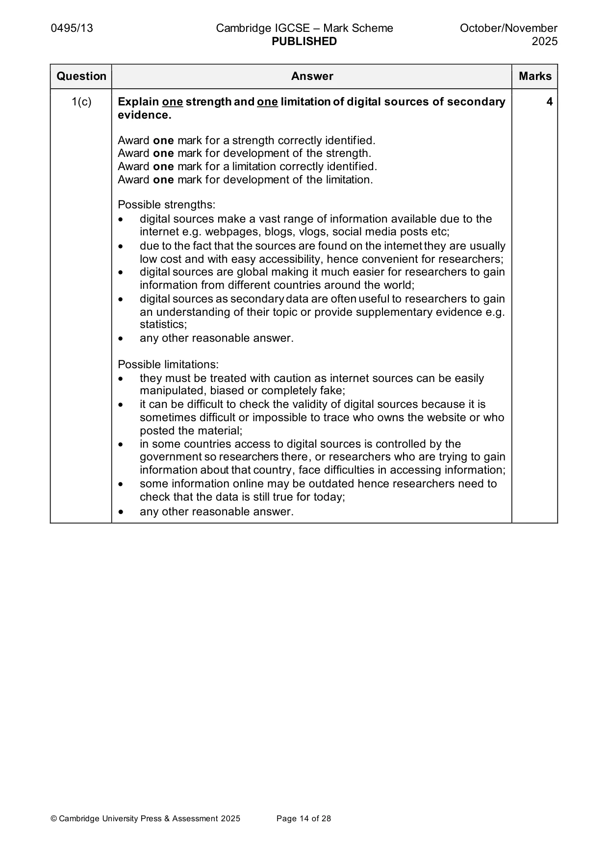Mark scheme, page 14 of 28
