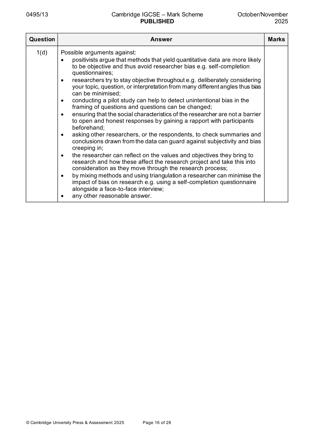 Mark scheme, page 16 of 28