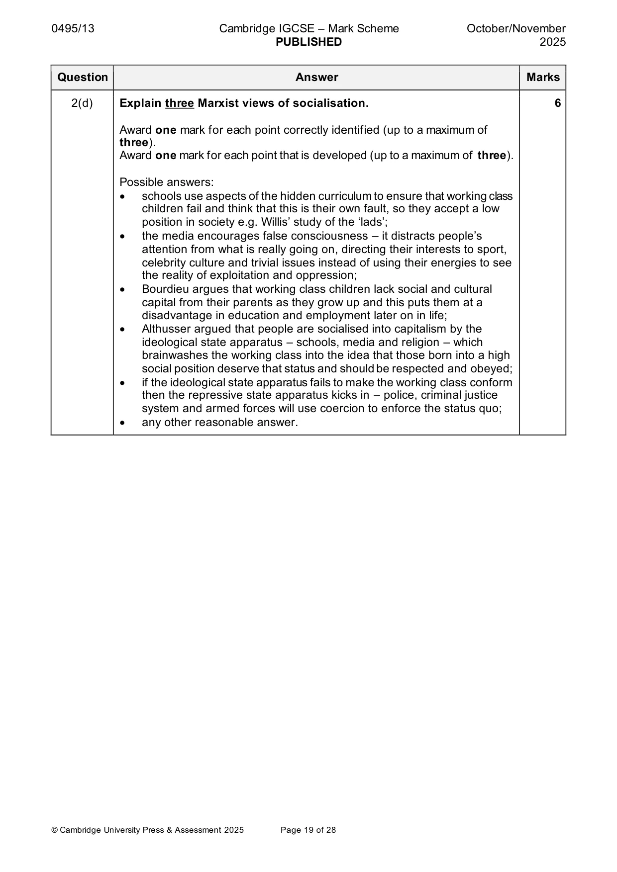 Mark scheme, page 19 of 28