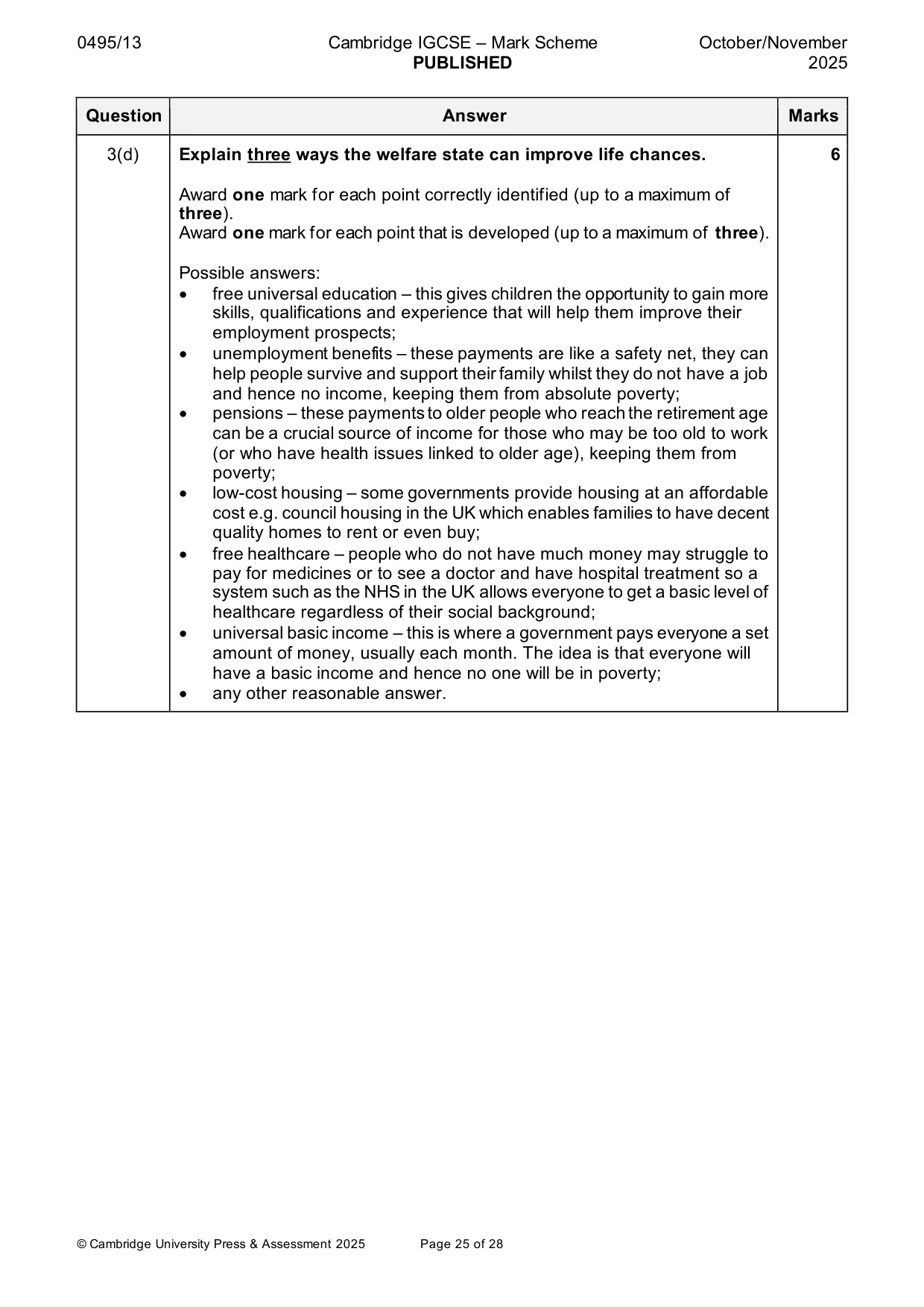 Mark scheme, page 25 of 28
