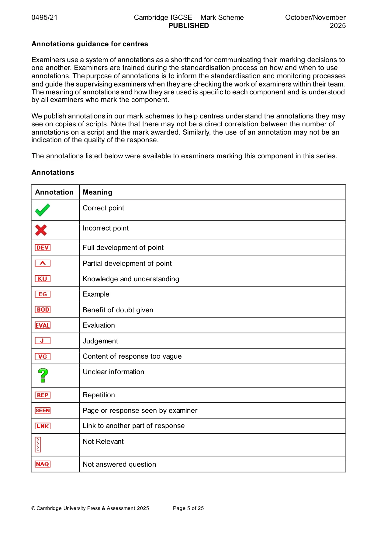 Mark scheme, page 5 of 25