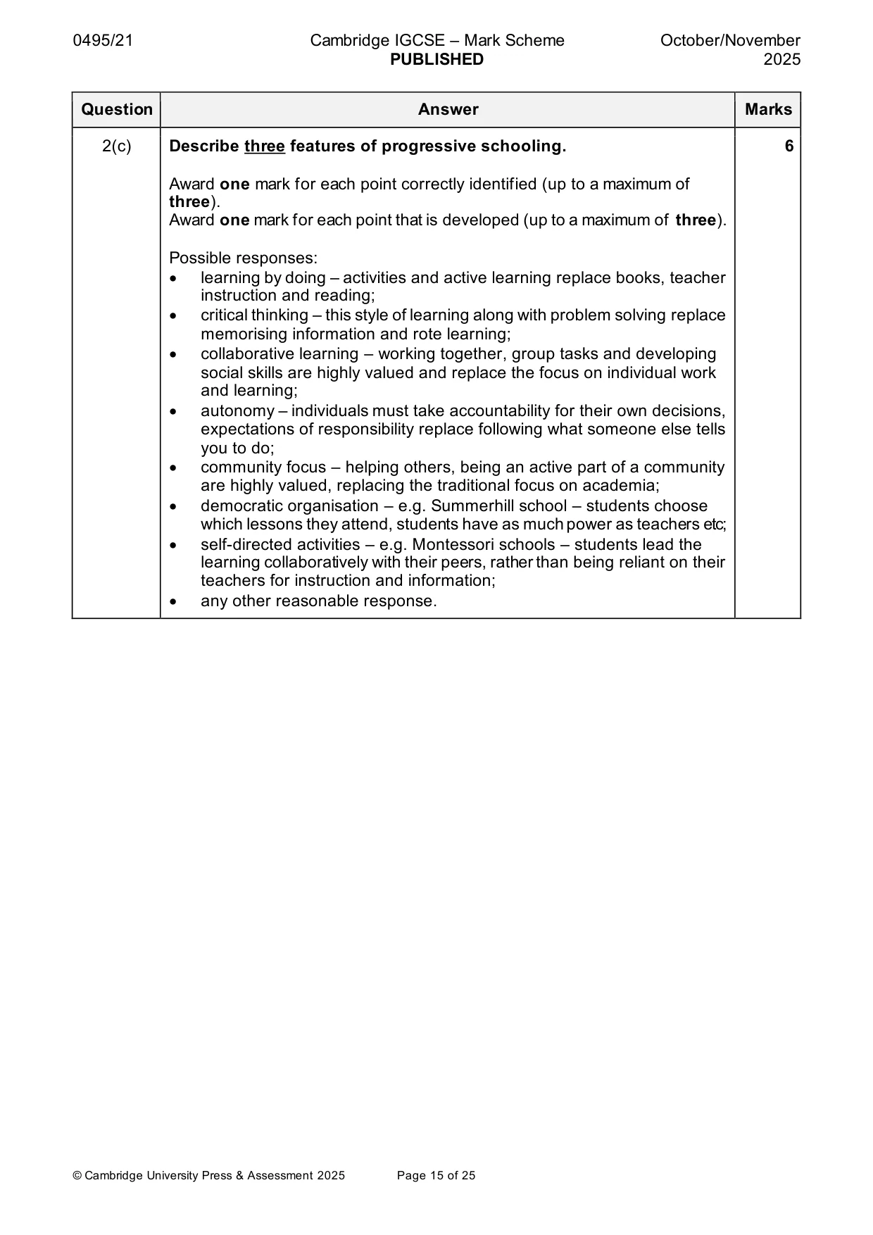 Mark scheme, page 15 of 25