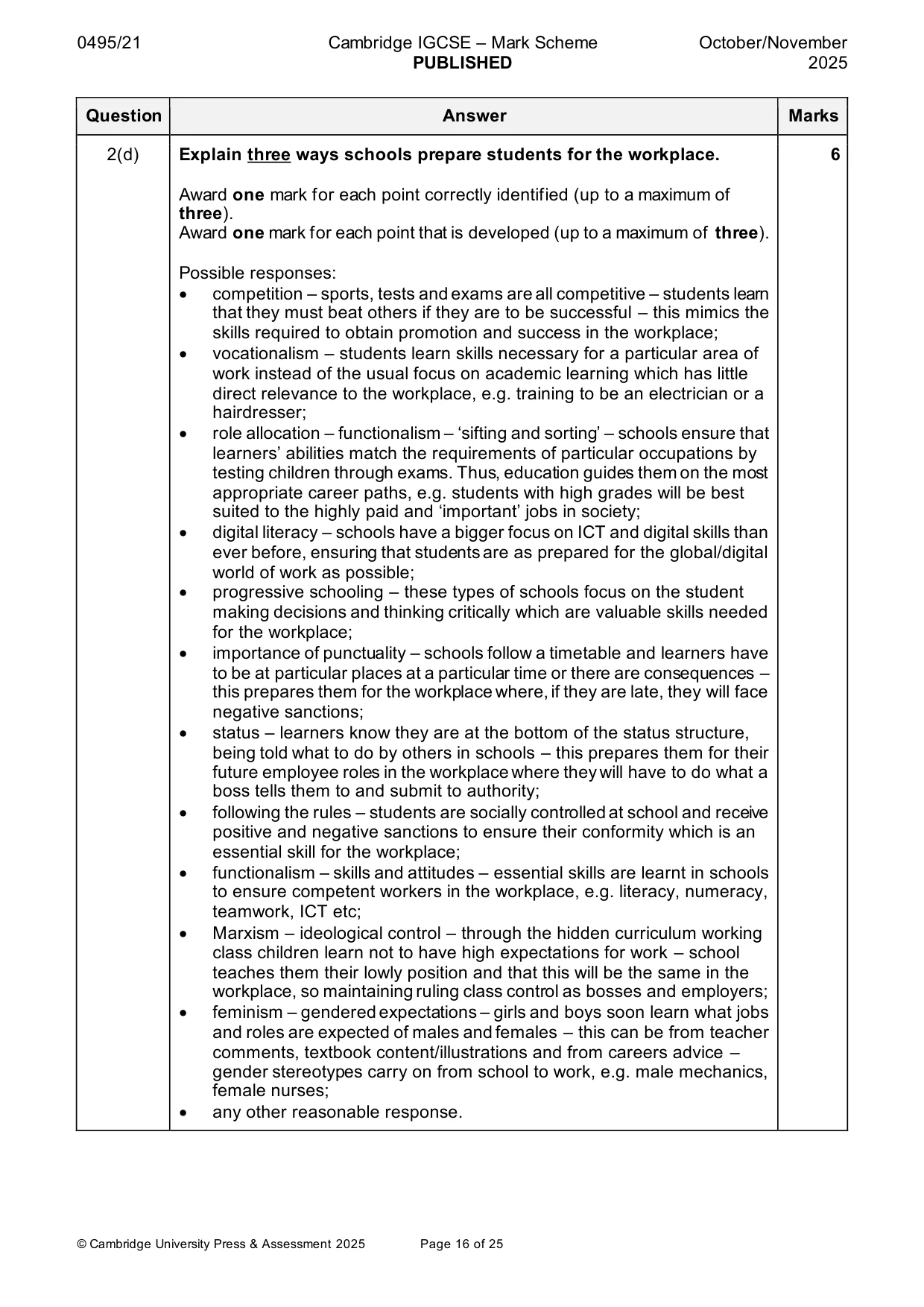 Mark scheme, page 16 of 25