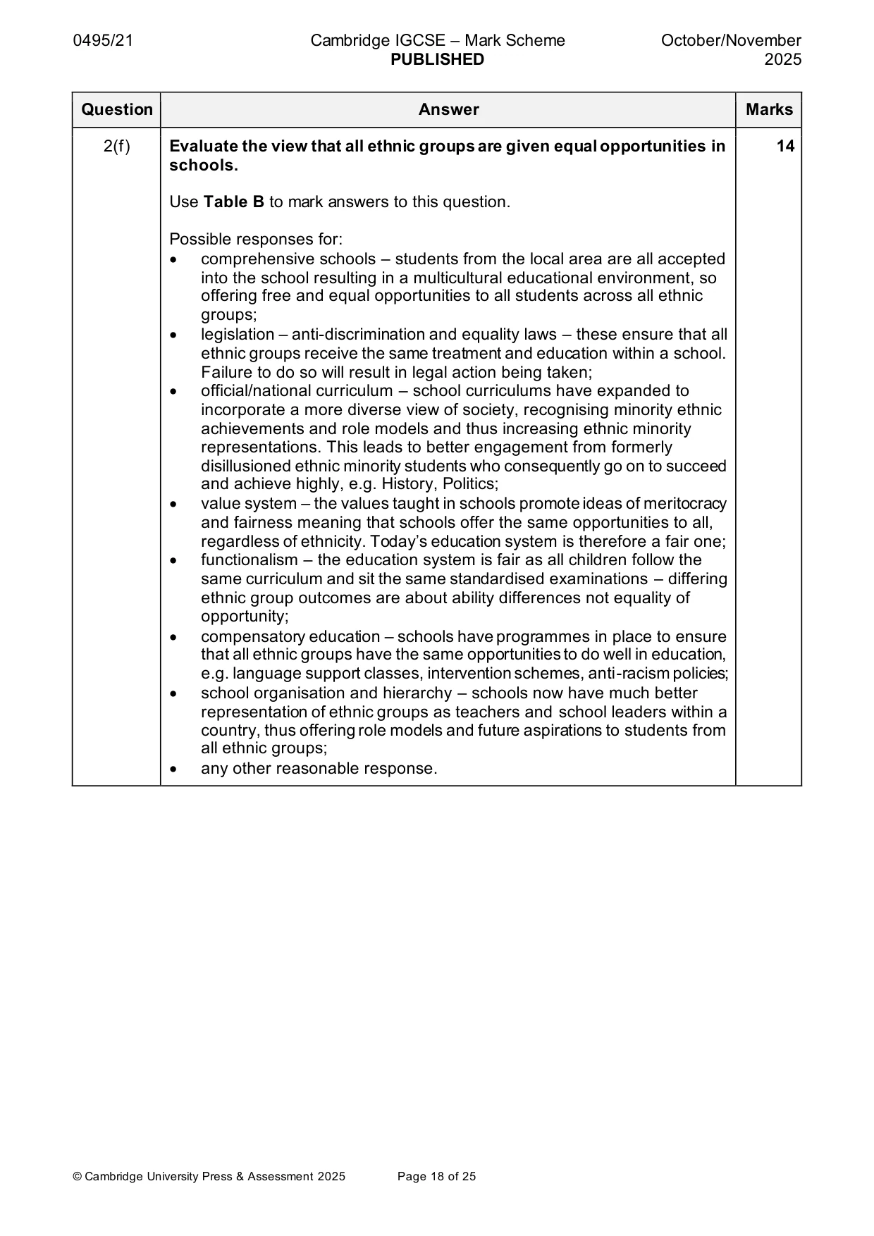 Mark scheme, page 18 of 25