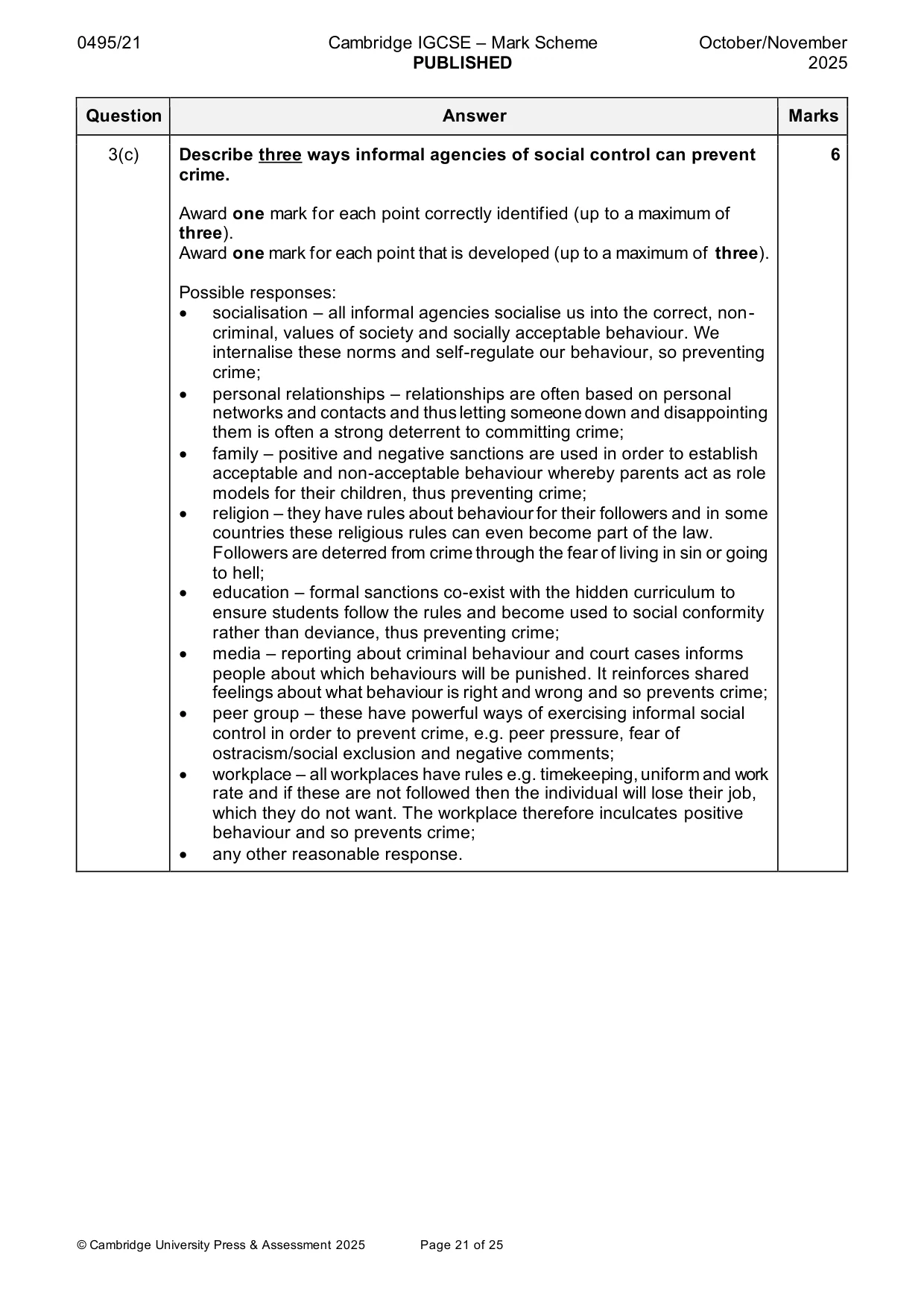Mark scheme, page 21 of 25