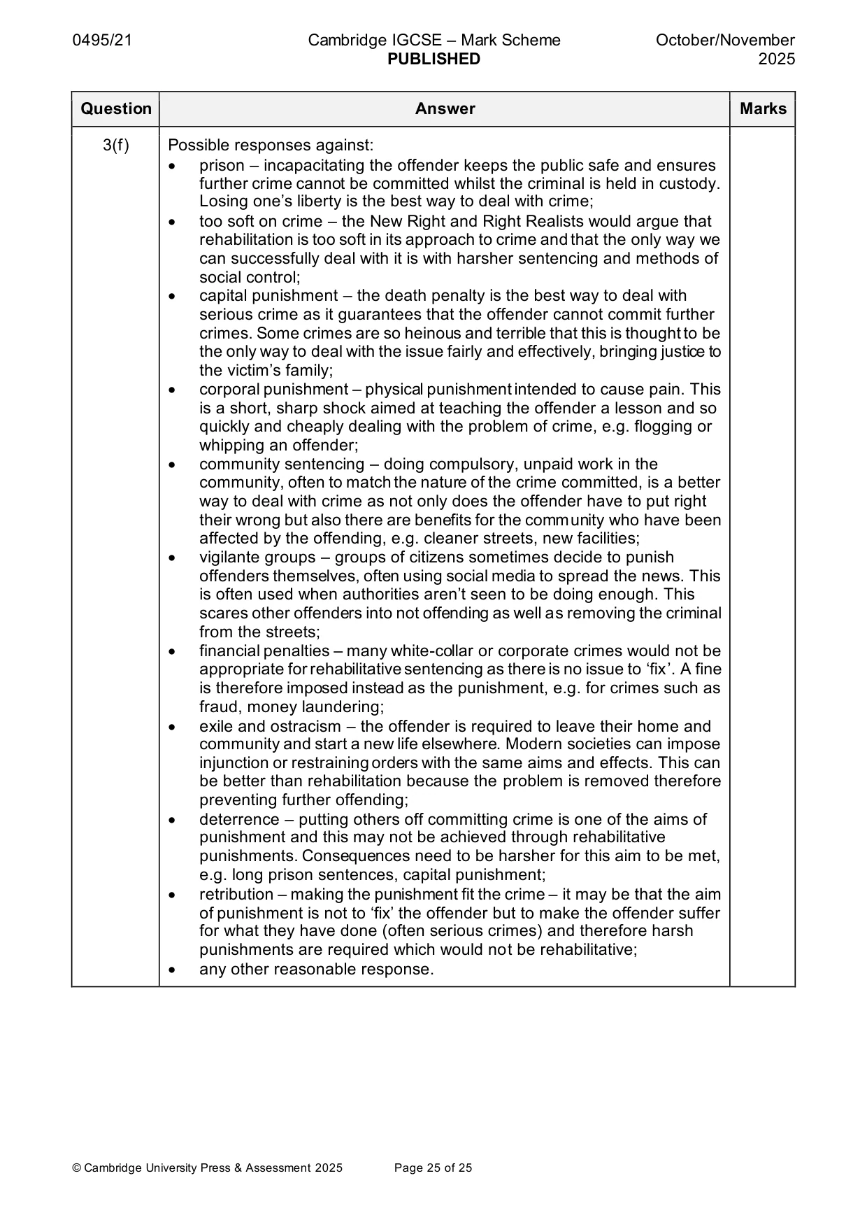 Mark scheme, page 25 of 25