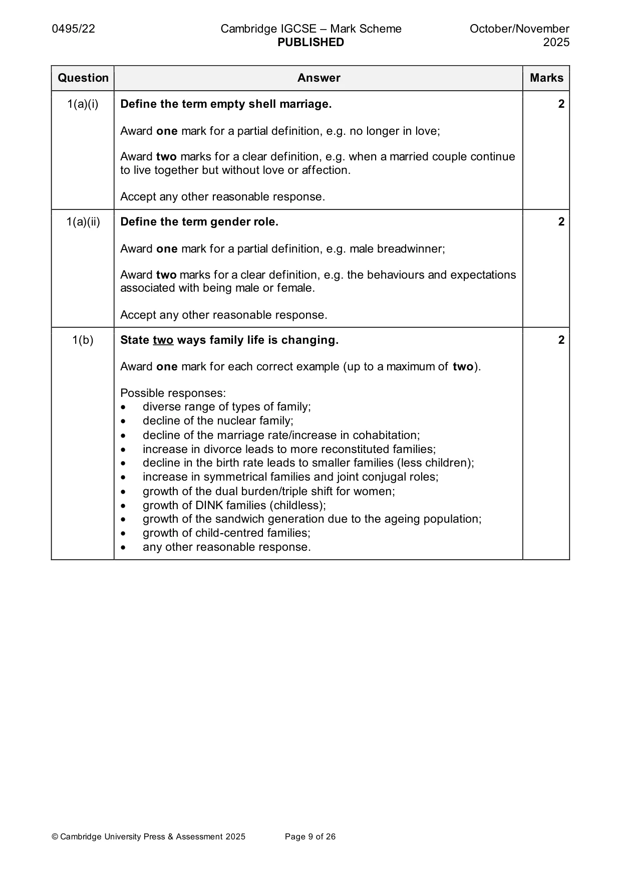 Mark scheme, page 9 of 26