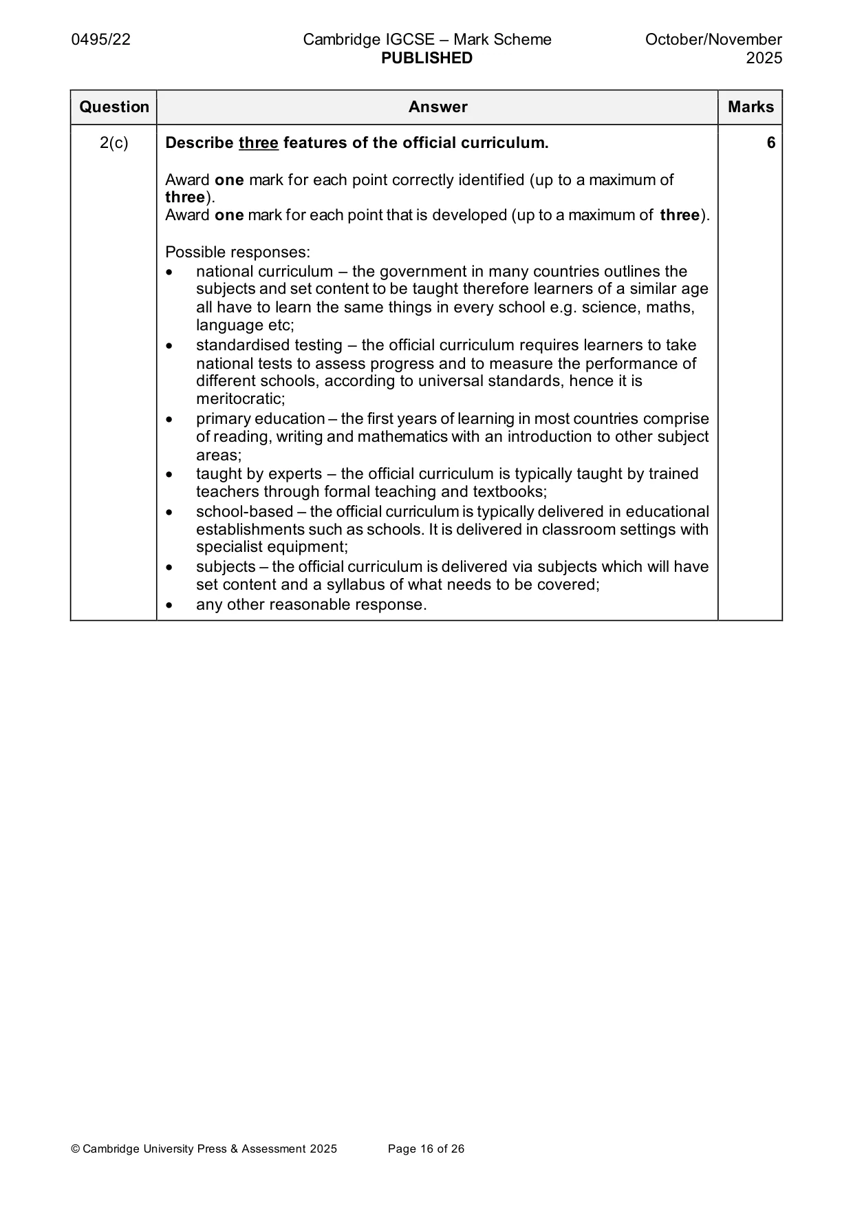 Mark scheme, page 16 of 26