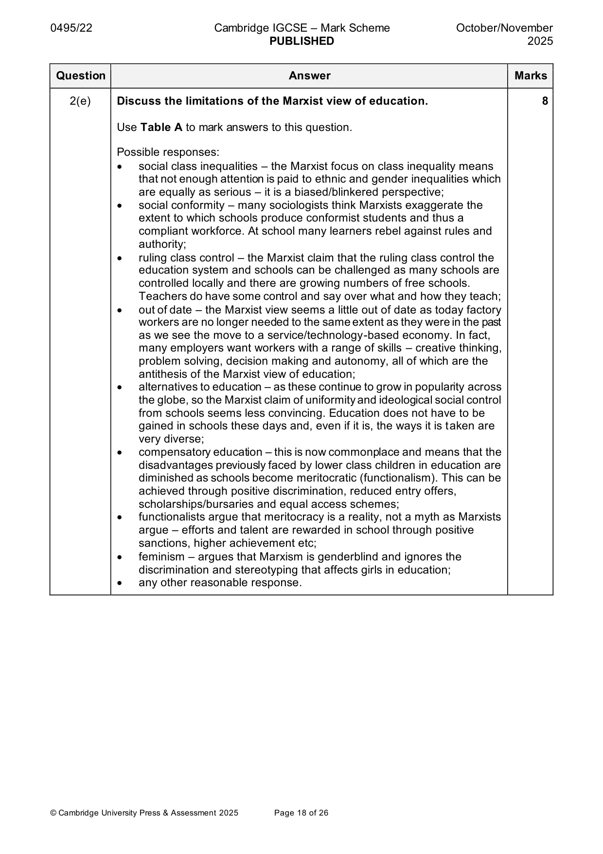 Mark scheme, page 18 of 26
