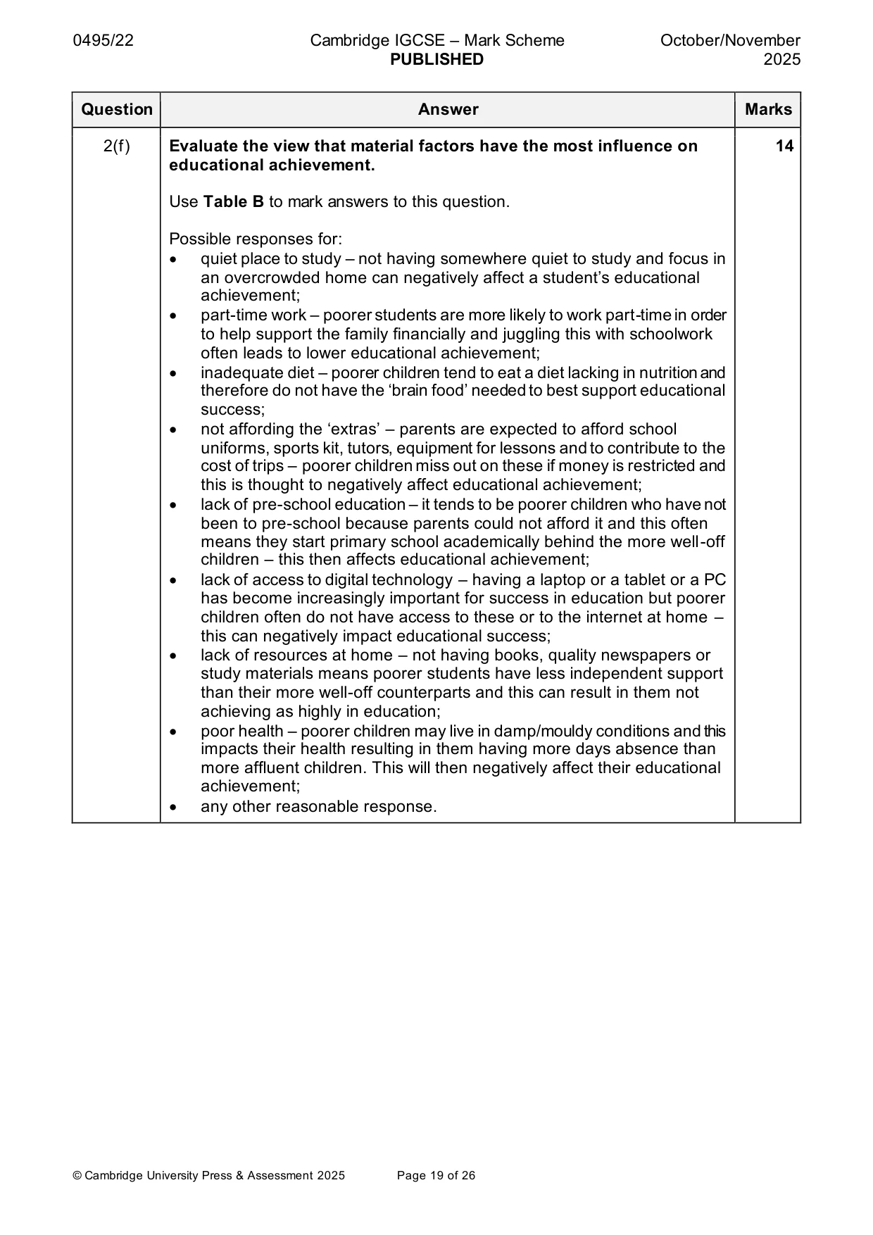 Mark scheme, page 19 of 26