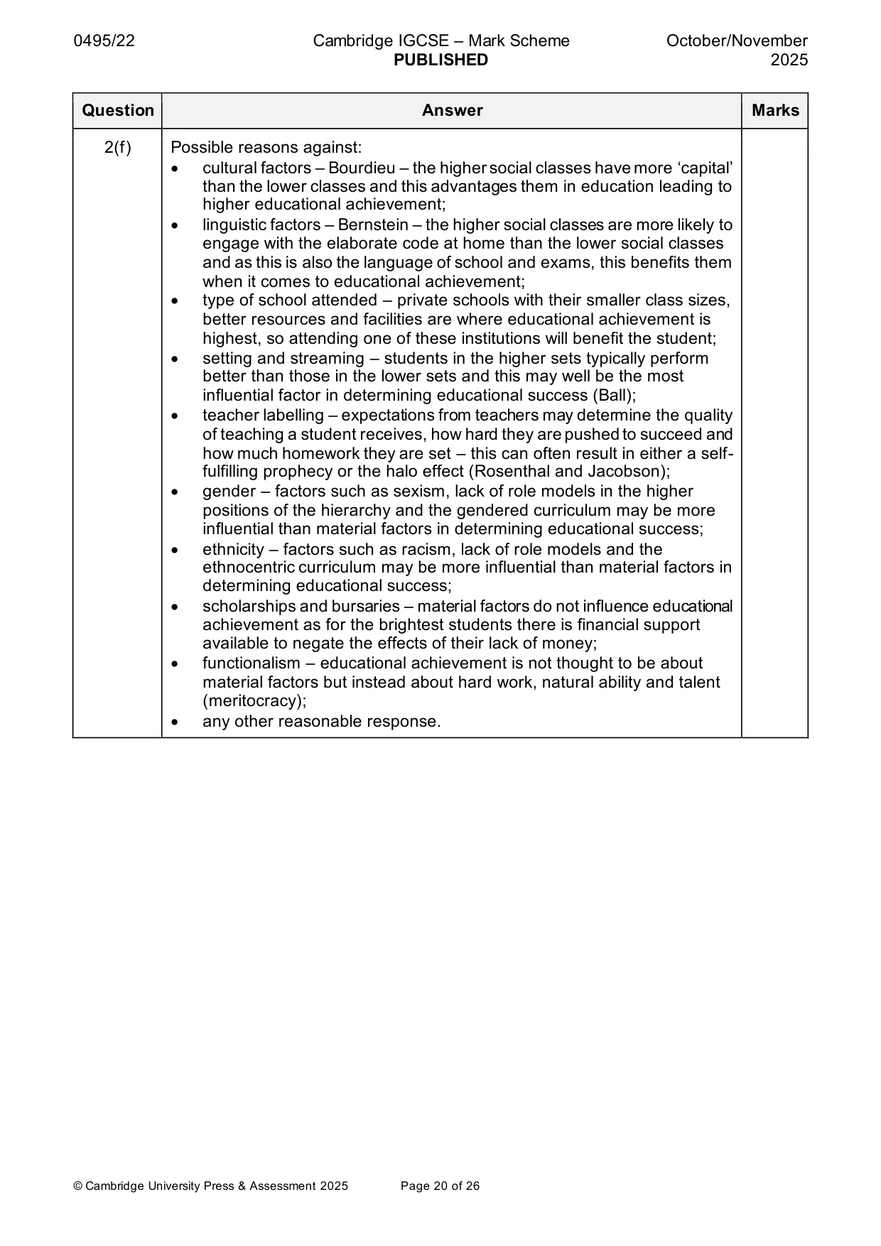 Mark scheme, page 20 of 26