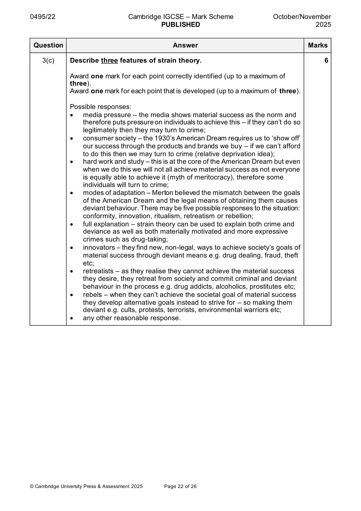 Mark scheme, page 22 of 26
