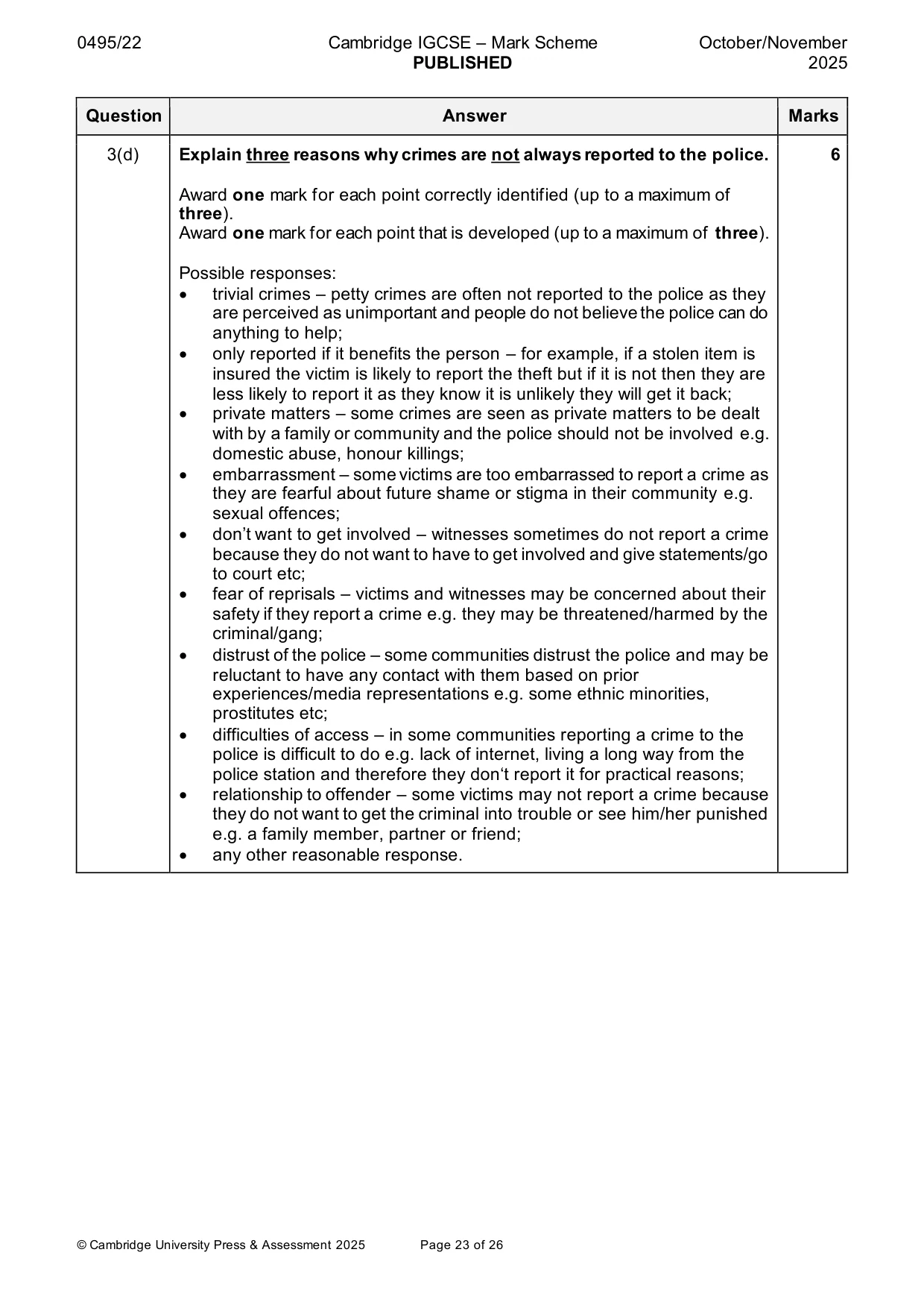 Mark scheme, page 23 of 26
