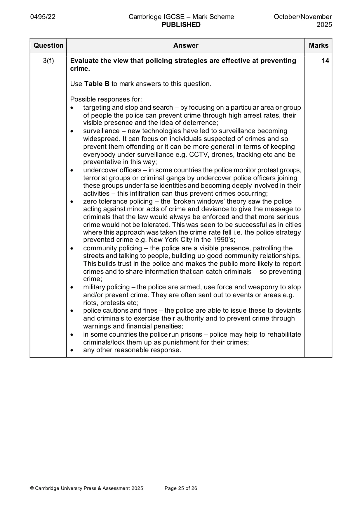 Mark scheme, page 25 of 26