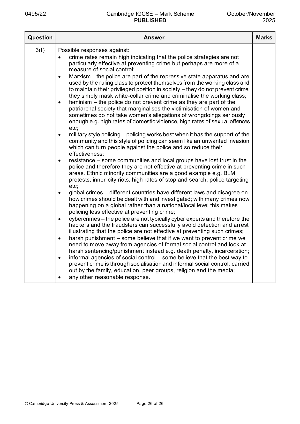 Mark scheme, page 26 of 26