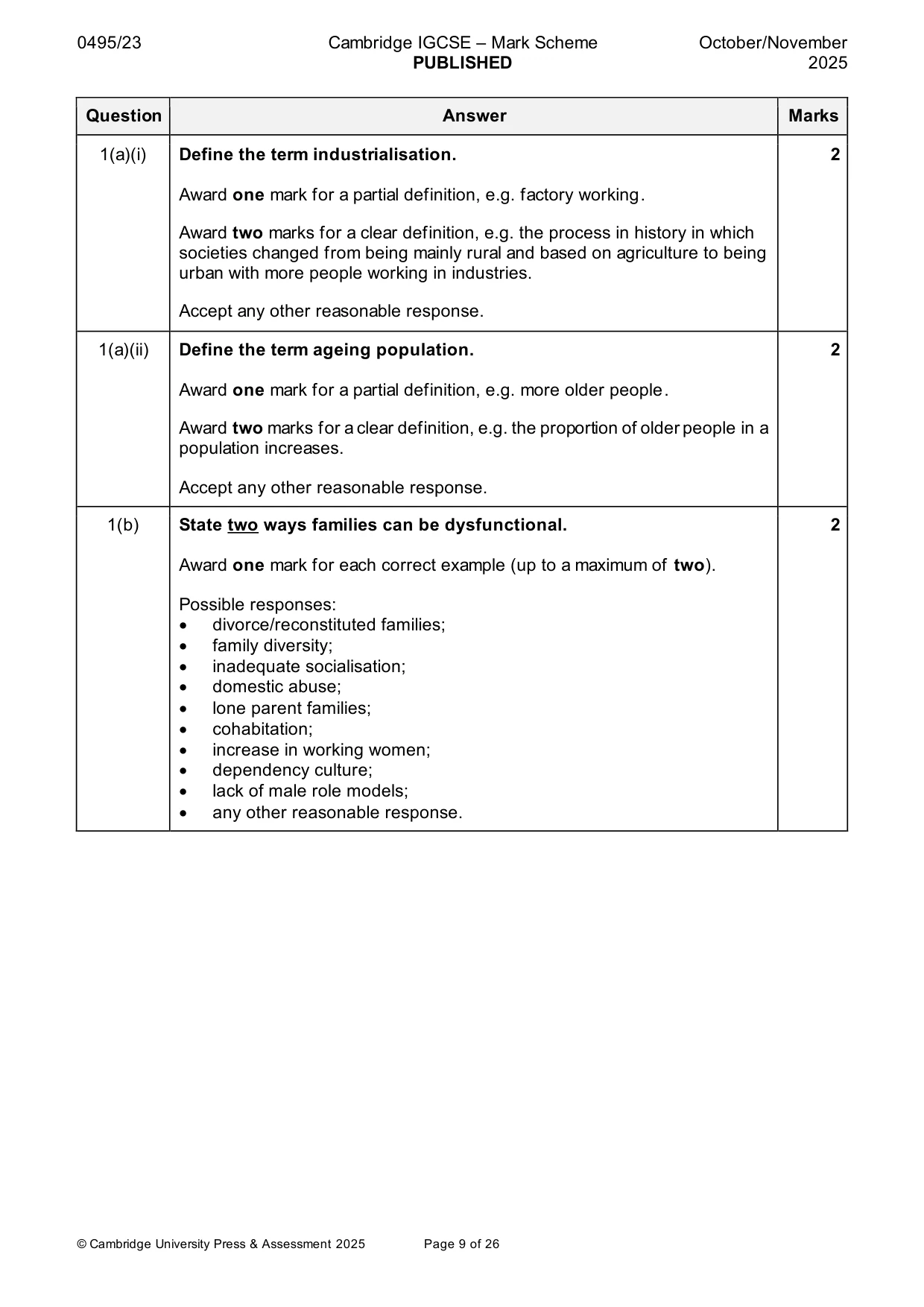 Mark scheme, page 9 of 26