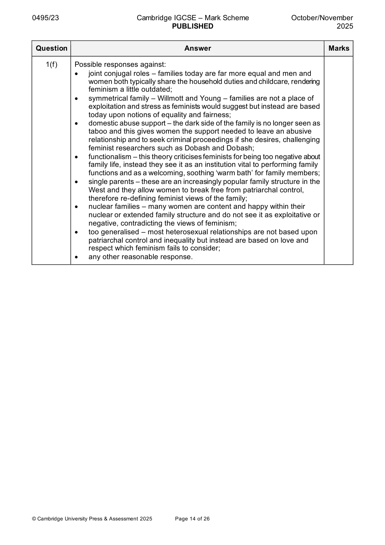 Mark scheme, page 14 of 26