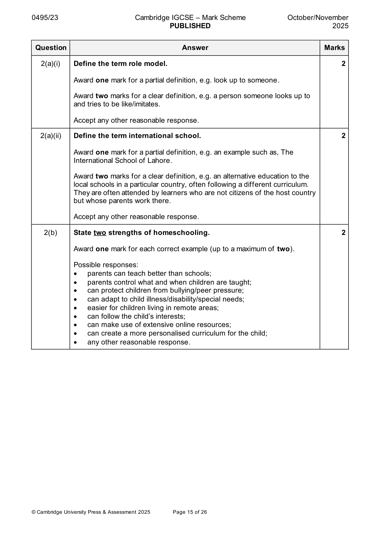 Mark scheme, page 15 of 26