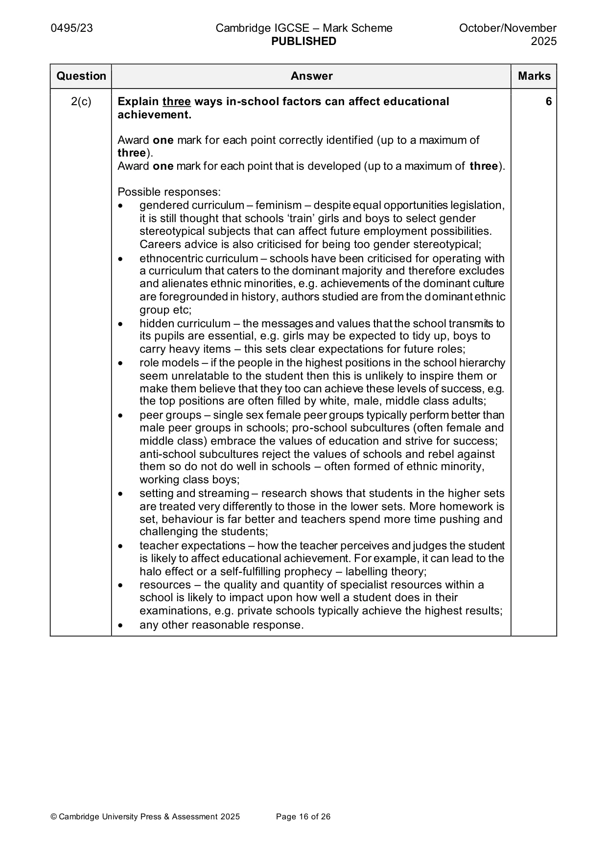 Mark scheme, page 16 of 26