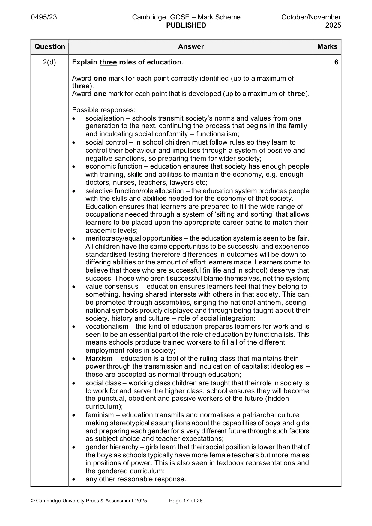 Mark scheme, page 17 of 26