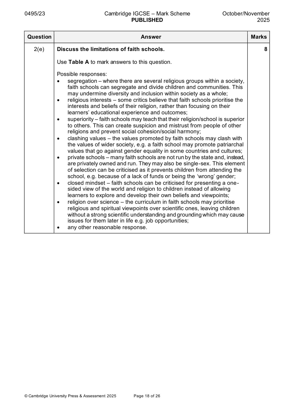 Mark scheme, page 18 of 26