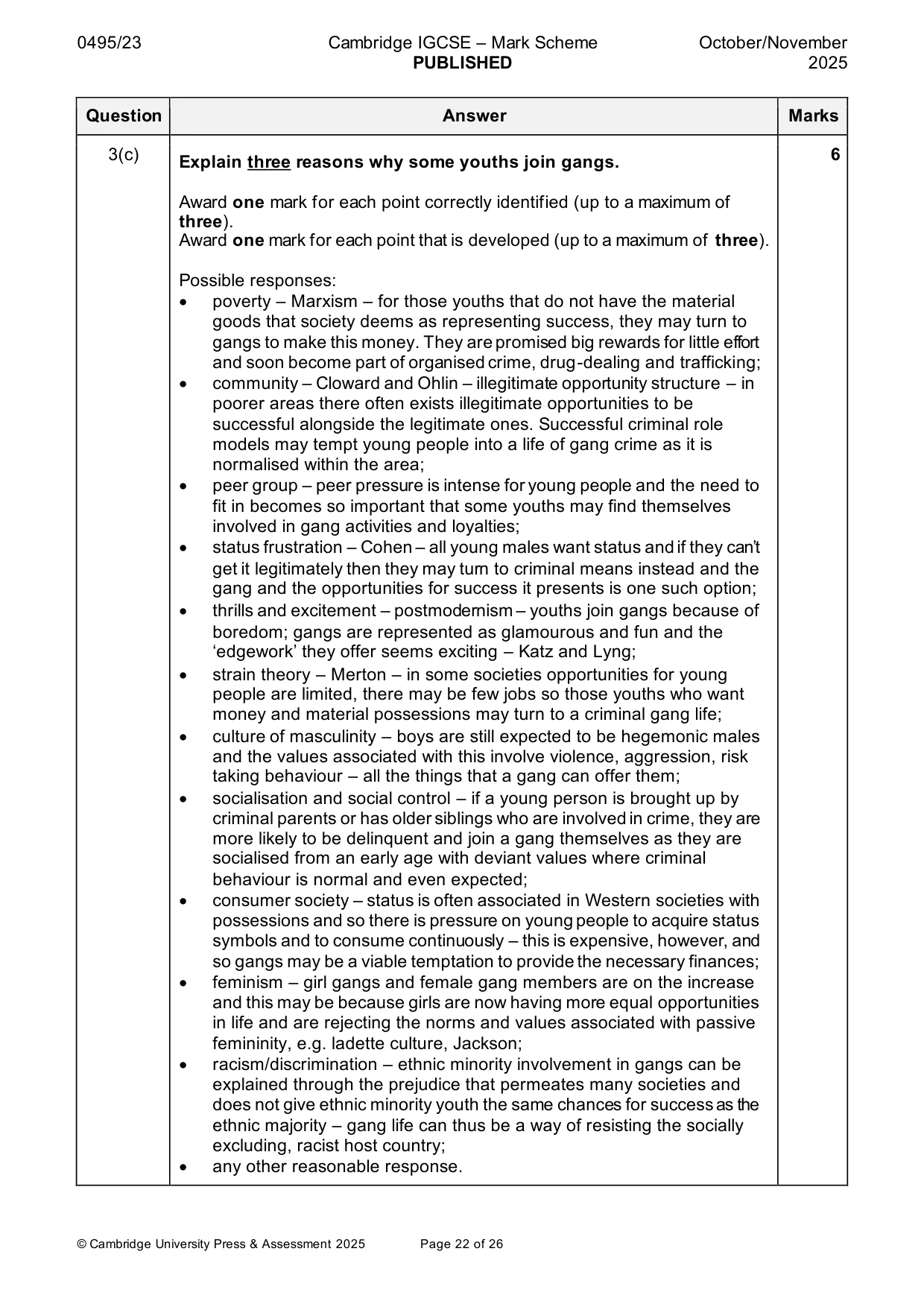 Mark scheme, page 22 of 26