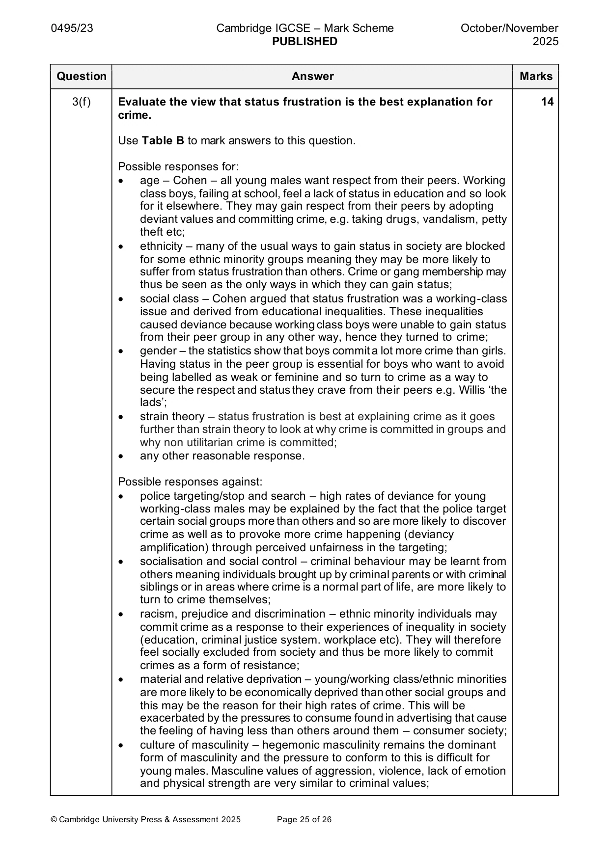 Mark scheme, page 25 of 26