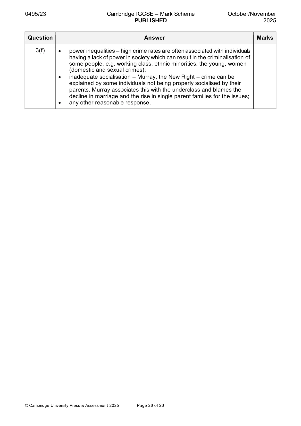 Mark scheme, page 26 of 26