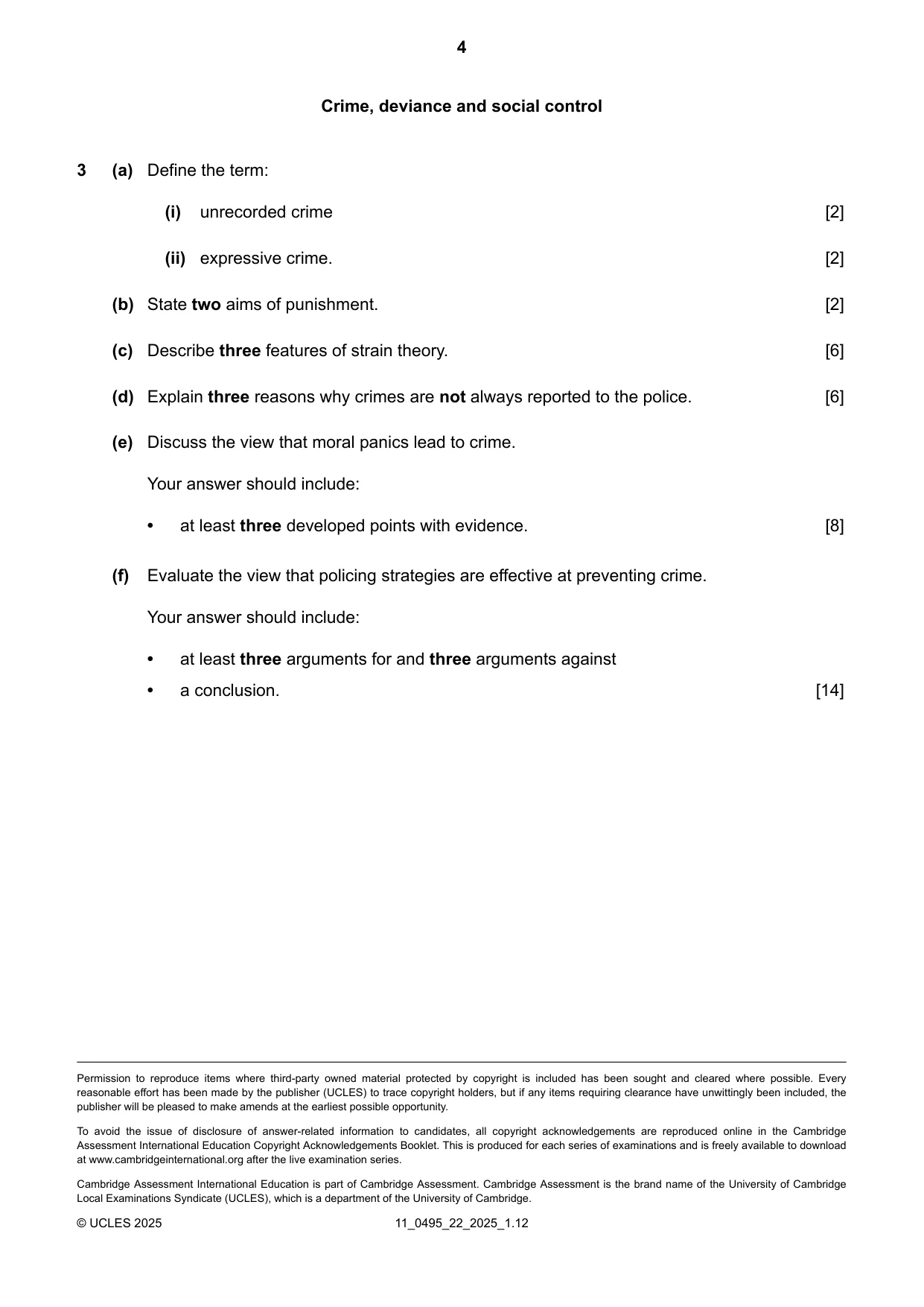 Cambridge IGCSE Sociology 0495 2025 Oct/Nov Paper 2 · Variant 2 question paper, page 4 of 4