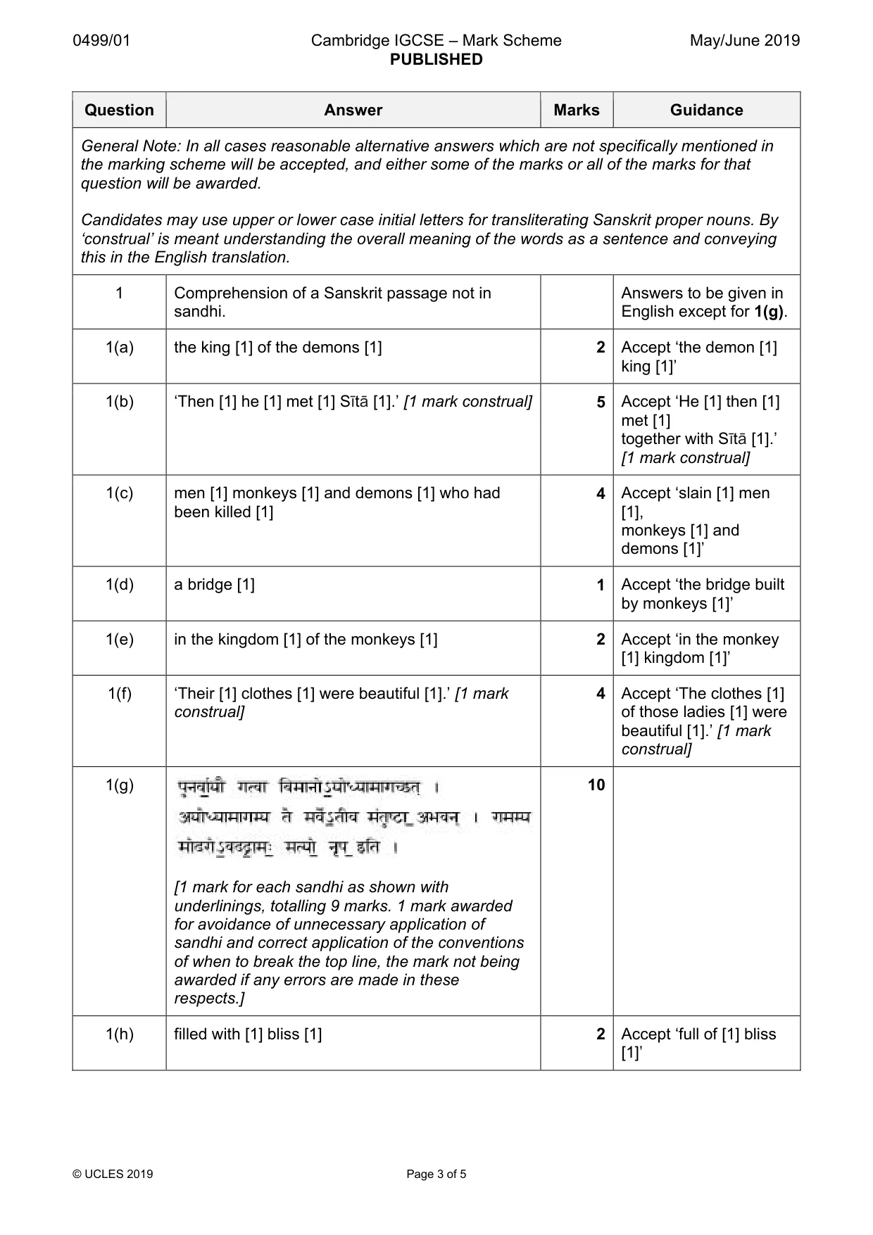 Mark scheme, page 3 of 5