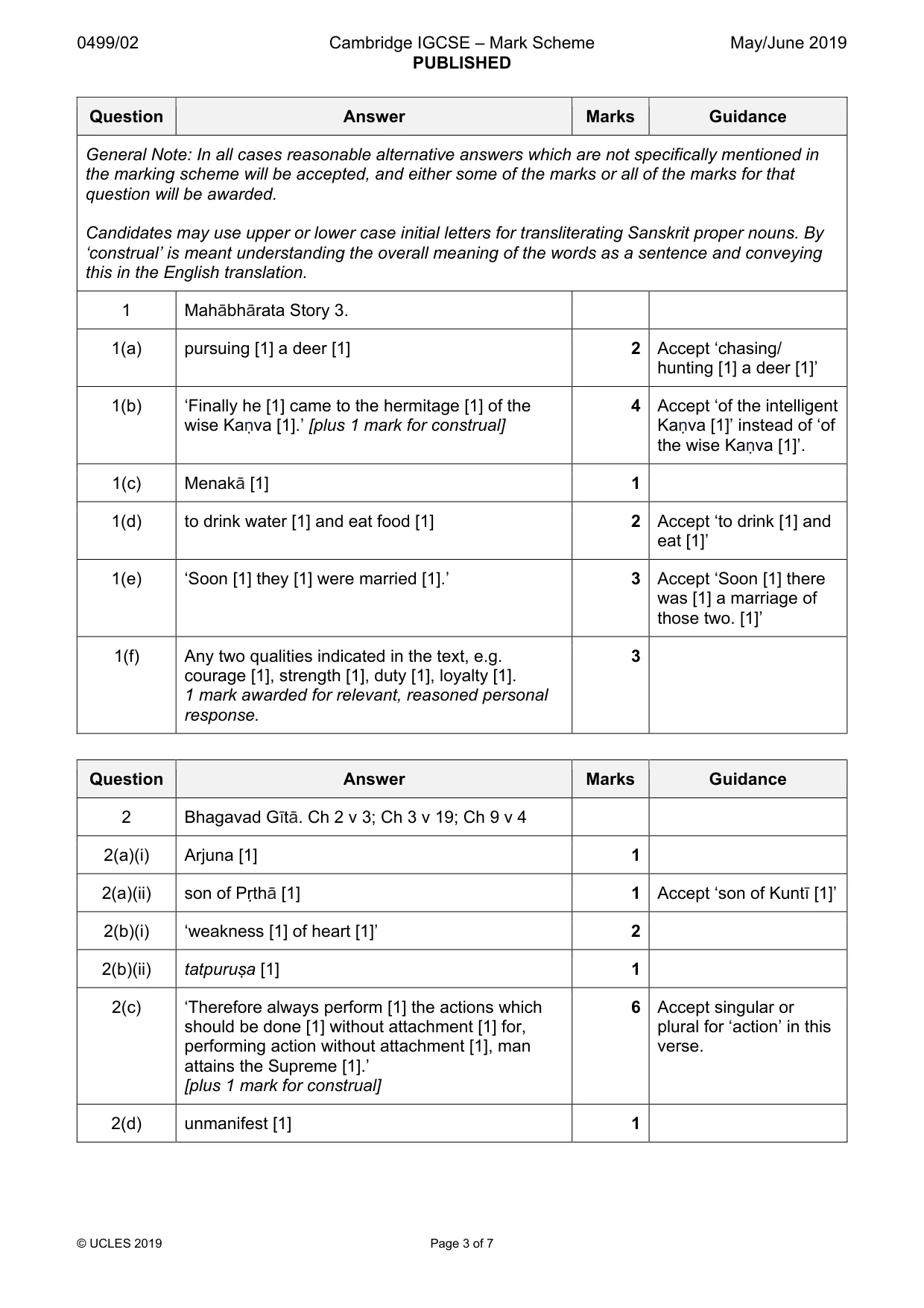 Mark scheme, page 3 of 7
