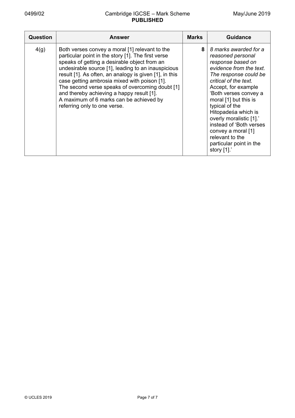 Mark scheme, page 7 of 7