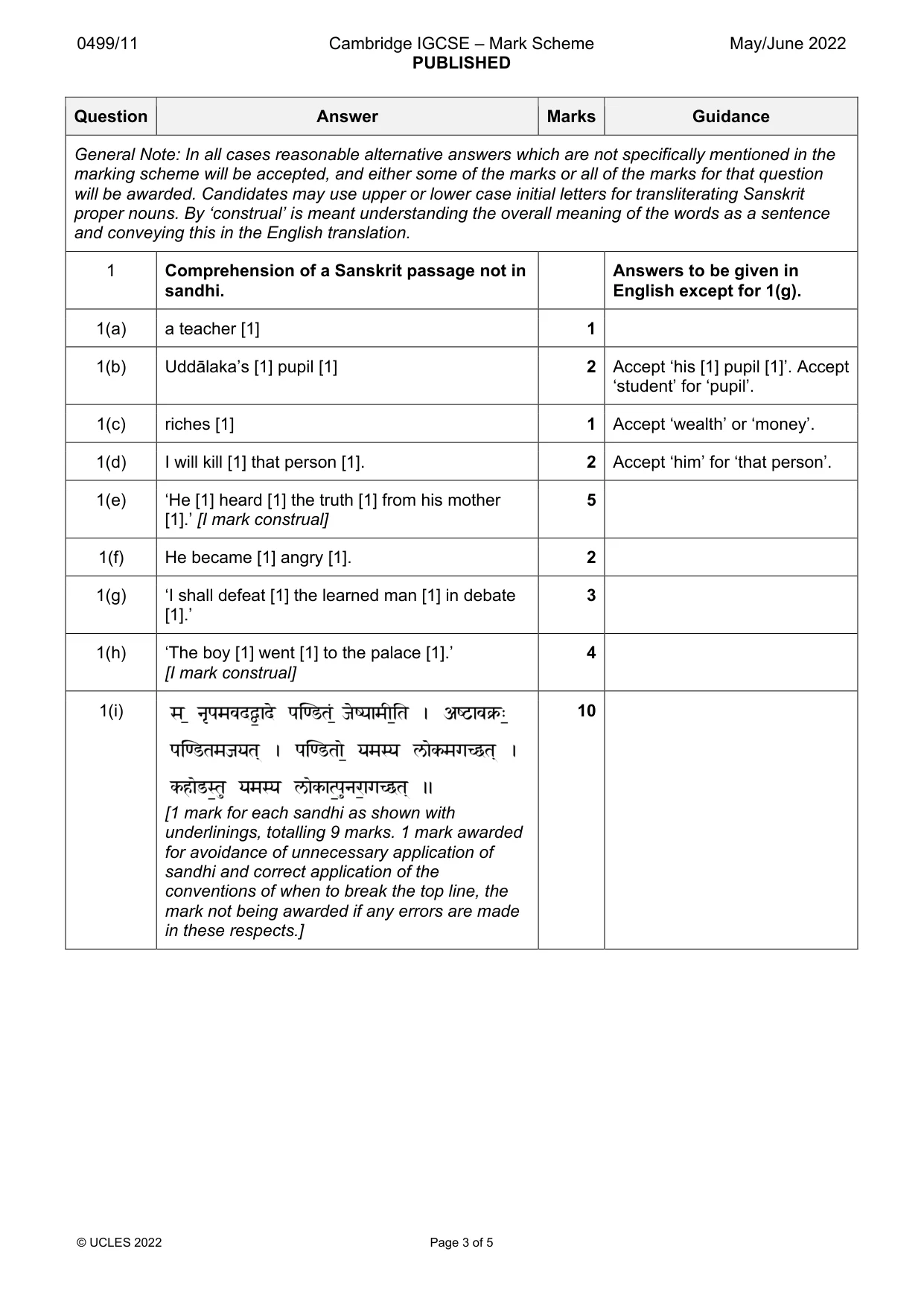 Mark scheme, page 3 of 5