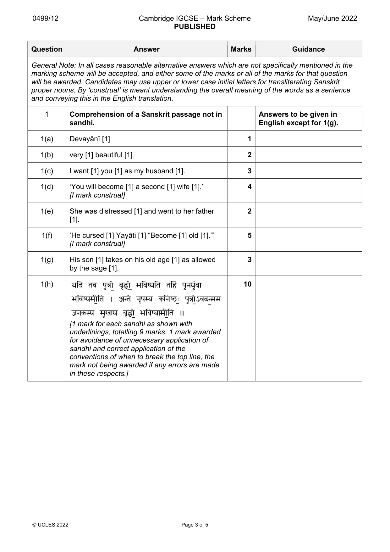 Mark scheme, page 3 of 5