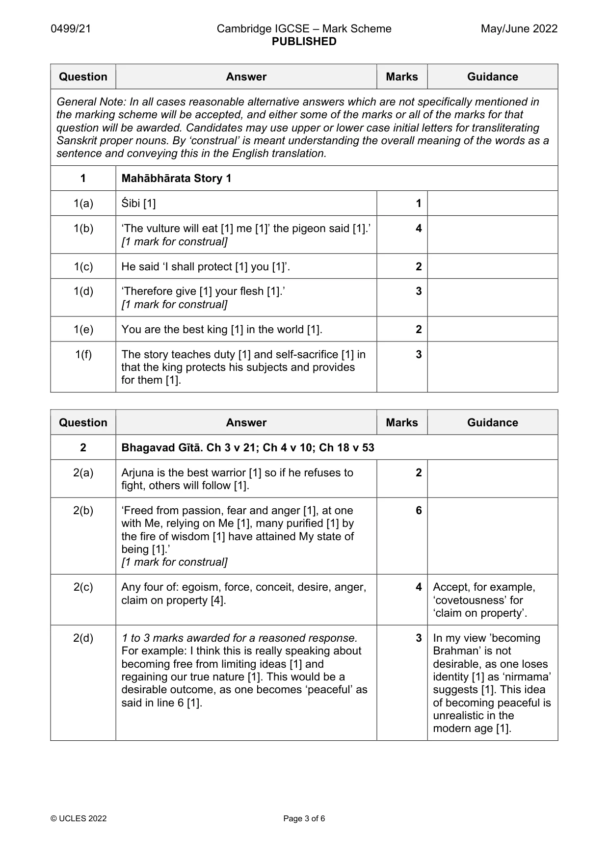 Mark scheme, page 3 of 6