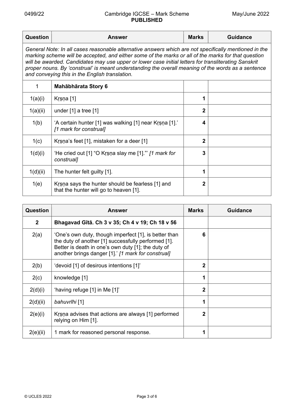 Mark scheme, page 3 of 6