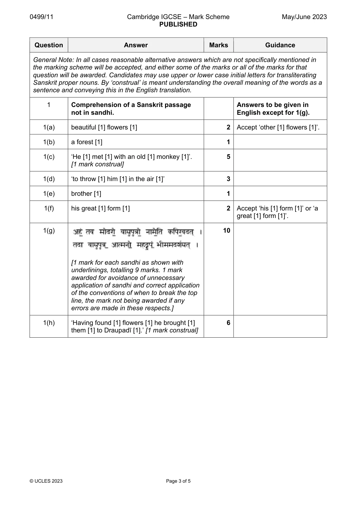 Mark scheme, page 3 of 5