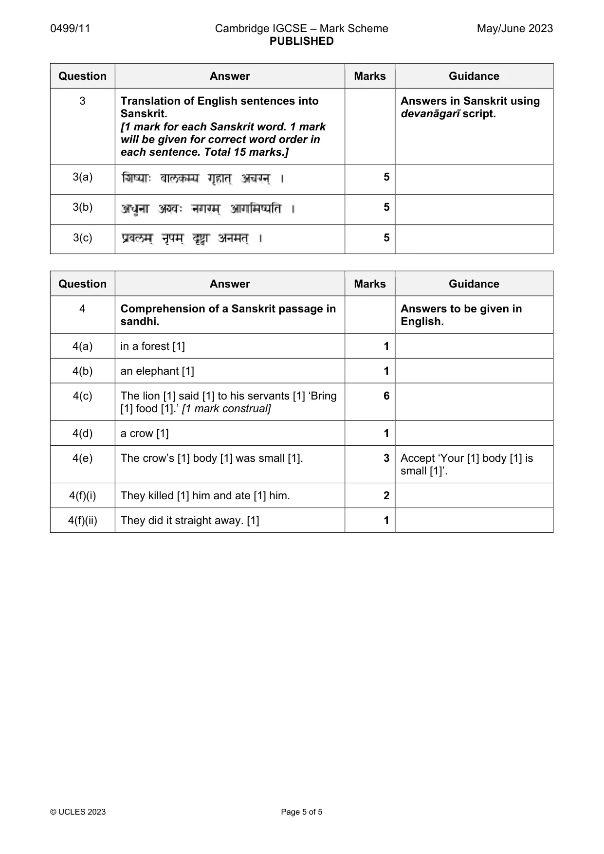 Mark scheme, page 5 of 5